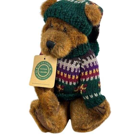 Boyds Bears Plush Bear 11" Knitted Sweater Beanie 1997 Waitsfield 94853 Bearwear - Picture 2 of 10
